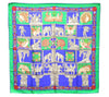 Authentic HERMES Carre 90 Scarf "TORANA" Silk Blue Green 3937D