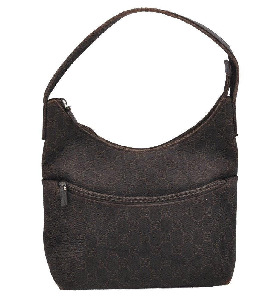 Authentic GUCCI Vintage Shoulder Hand Bag GG Canvas Leather 105649 Brown 3937I