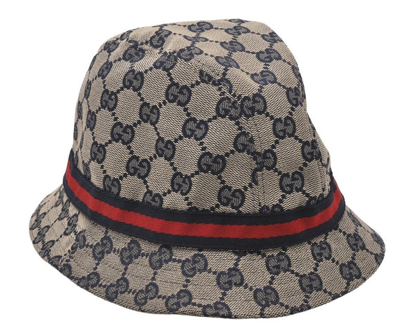 Authentic GUCCI Childrens Sherry Line Bucket Hat GG Canvas Size M Navy 3940I