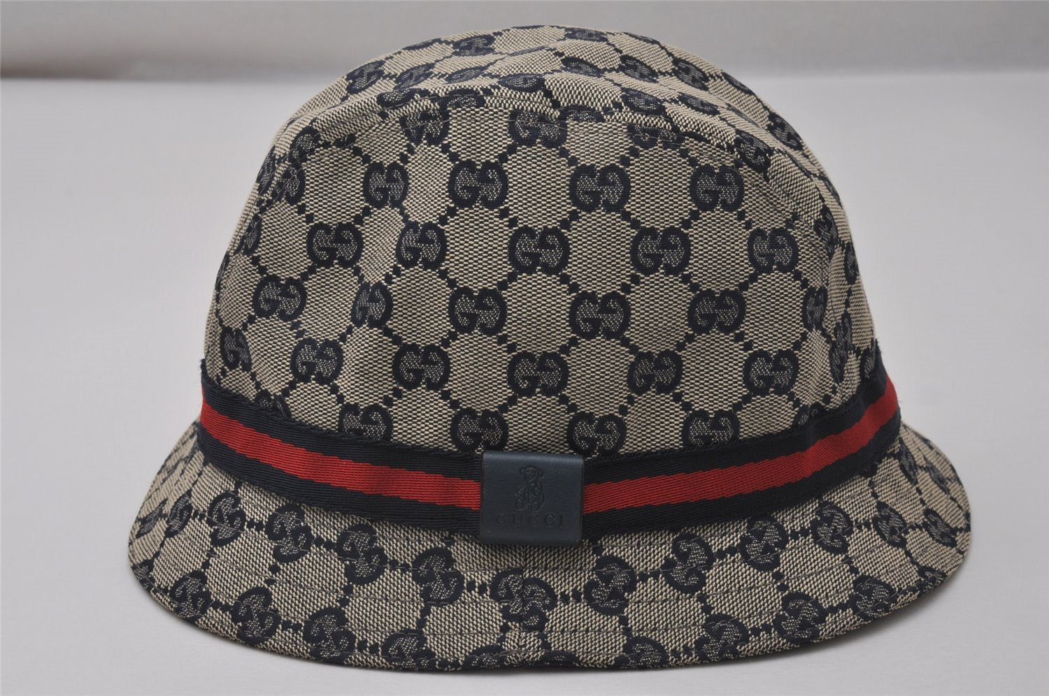 Authentic GUCCI Childrens Sherry Line Bucket Hat GG Canvas Size M Navy 3940I