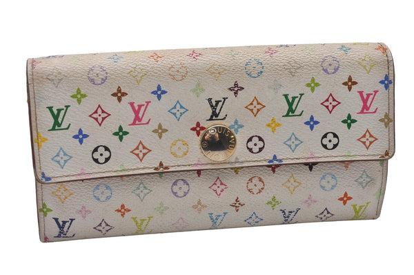 Auth Louis Vuitton Monogram Multicolor Portefeuille Sarah Wallet M93744 LV 3942I