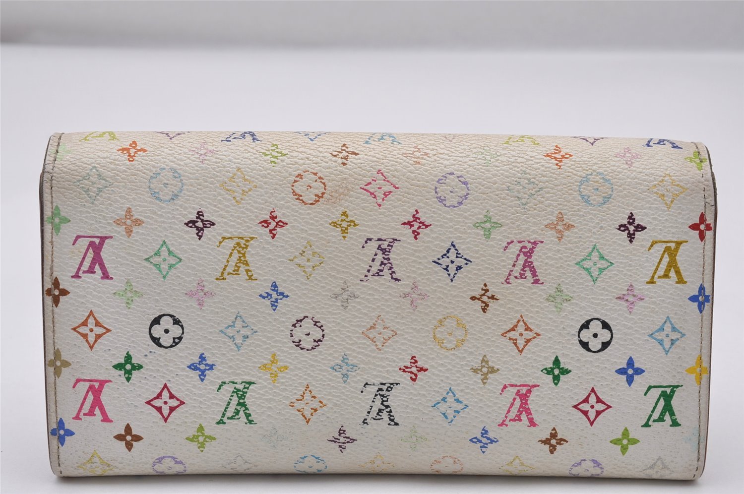 Auth Louis Vuitton Monogram Multicolor Portefeuille Sarah Wallet M93744 LV 3942I