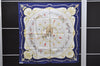 Authentic HERMES Carre 90 Scarf "THE ROYAL MEWS" Silk Blue 3943D