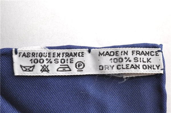 Authentic HERMES Carre 90 Scarf "THE ROYAL MEWS" Silk Blue 3943D