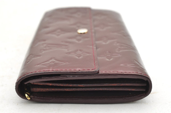 Authentic Louis Vuitton Vernis Portefeuille Sarah Wallet M93524 Wine Red 3943I