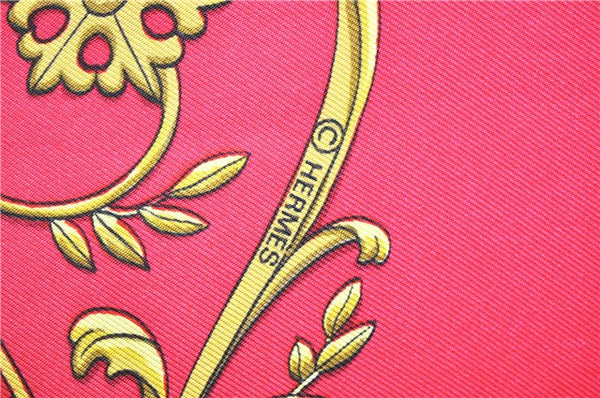 Authentic HERMES Carre 90 Scarf "LA PROMENADE DE LONGCHAMPS" Silk Red 3944D