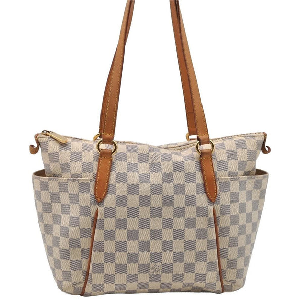 Authentic Louis Vuitton Damier Azur Totally PM Tote Bag White N41280 LV 3944I