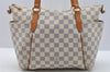 Authentic Louis Vuitton Damier Azur Totally PM Tote Bag White N41280 LV 3944I