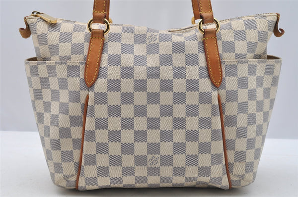 Authentic Louis Vuitton Damier Azur Totally PM Tote Bag White N41280 LV 3944I