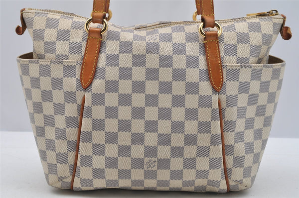 Authentic Louis Vuitton Damier Azur Totally PM Tote Bag White N41280 LV 3944I