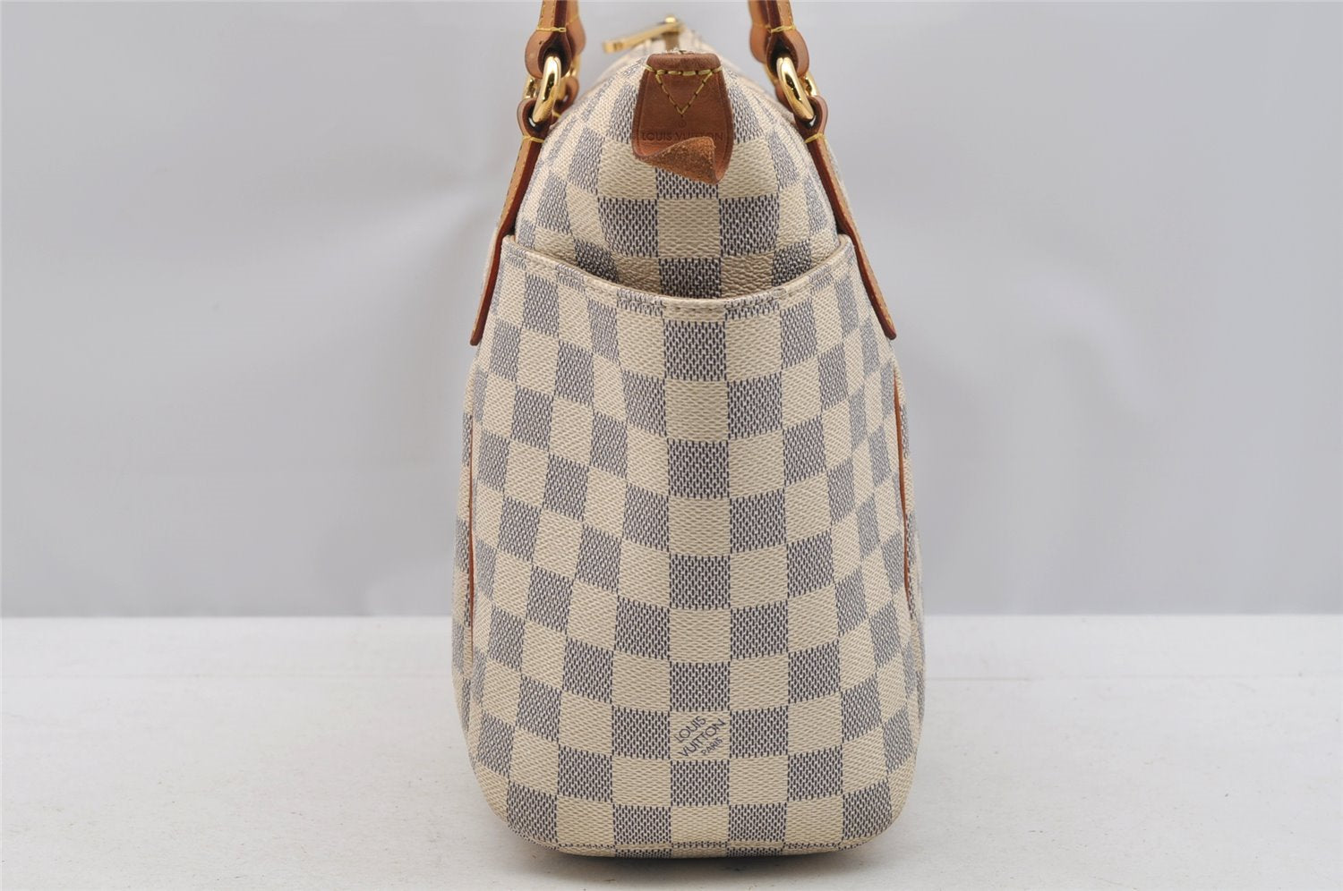 Authentic Louis Vuitton Damier Azur Totally PM Tote Bag White N41280 LV 3944I