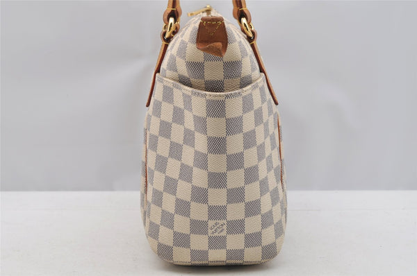 Authentic Louis Vuitton Damier Azur Totally PM Tote Bag White N41280 LV 3944I
