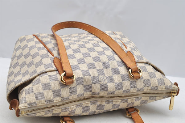 Authentic Louis Vuitton Damier Azur Totally PM Tote Bag White N41280 LV 3944I