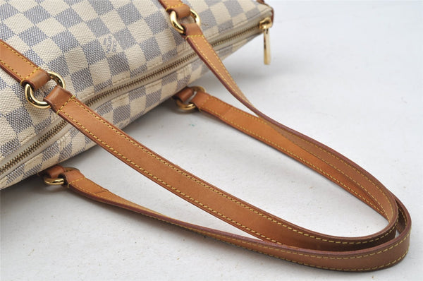 Authentic Louis Vuitton Damier Azur Totally PM Tote Bag White N41280 LV 3944I