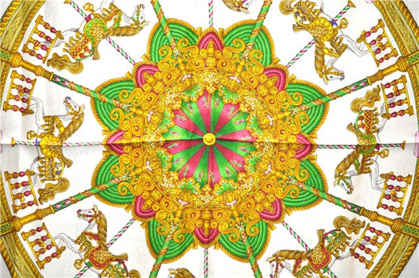 Authentic HERMES Carre 90 Scarf "LUNA PARK" Silk Purple 3946D