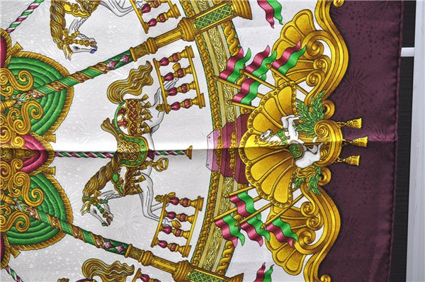 Authentic HERMES Carre 90 Scarf "LUNA PARK" Silk Purple 3946D