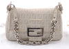 Authentic FENDI Zucchino Mamma Baguette Shoulder Bag PVC Leather White 3946I