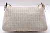 Authentic FENDI Zucchino Mamma Baguette Shoulder Bag PVC Leather White 3946I