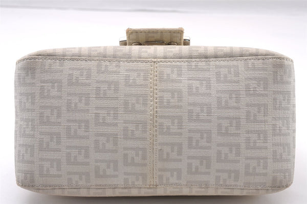 Authentic FENDI Zucchino Mamma Baguette Shoulder Bag PVC Leather White 3946I