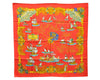 Authentic HERMES Carre 90 Scarf "VOILES DE LUMIERE" Silk Red 3947D