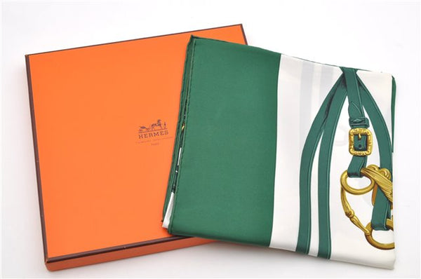 Authentic HERMES Carre 90 Scarf "BRIDES de GALA par" Silk Green Box 3948D