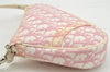 Authentic Christian Dior Trotter Saddle Shoulder Hand Bag PVC Enamel Pink 3949I