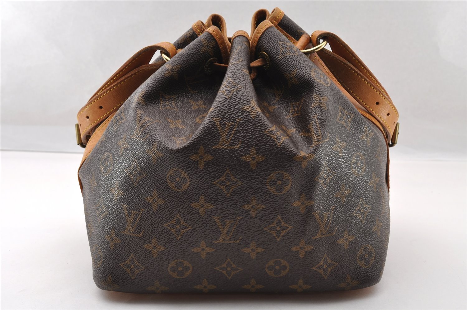Authentic Louis Vuitton Monogram Petit Noe M42226 Shoulder Drawstring Bag 3950I