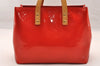 Authentic Louis Vuitton Vernis Reade PM Hand Bag Red M91088 LV 3951I