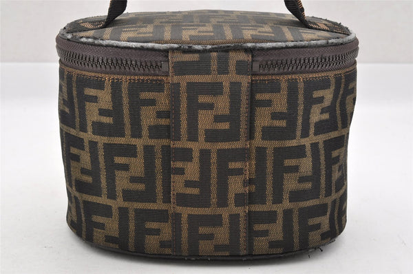 Authentic FENDI Zucca Vanity Bag Pouch Purse Canvas Leather Brown Junk 3952I