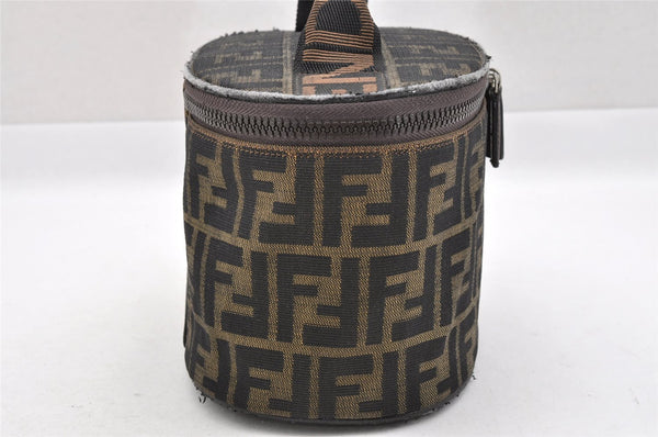 Authentic FENDI Zucca Vanity Bag Pouch Purse Canvas Leather Brown Junk 3952I