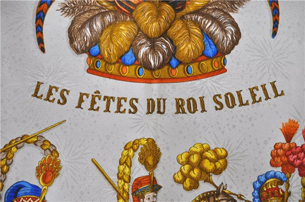 Authentic HERMES Carre 90 Scarf "LES FETES DU ROI SOLEIL" Silk Navy Box 3958D