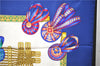 Authentic HERMES Carre 90 Scarf "LES RUBANS DU CHEVAL" Silk Blue Box 3959D