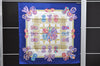 Authentic HERMES Carre 90 Scarf "LES RUBANS DU CHEVAL" Silk Blue Box 3959D