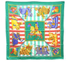 Authentic HERMES Carre 90 Scarf "CHOCS EN PLUMES" Silk Green Box 3960D