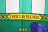 Authentic HERMES Carre 90 Scarf "CHOCS EN PLUMES" Silk Green Box 3960D