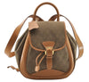 Authentic GUCCI Drawstring Backpack GG Canvas Leather Brown Junk 3961I