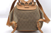 Authentic GUCCI Drawstring Backpack GG Canvas Leather Brown Junk 3961I