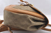 Authentic GUCCI Drawstring Backpack GG Canvas Leather Brown Junk 3961I