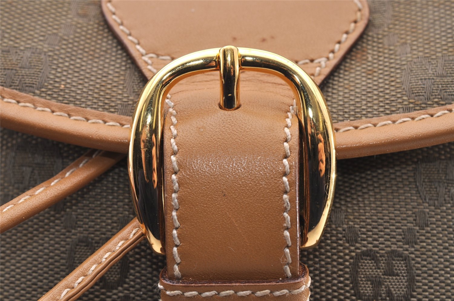 Authentic GUCCI Drawstring Backpack GG Canvas Leather Brown Junk 3961I