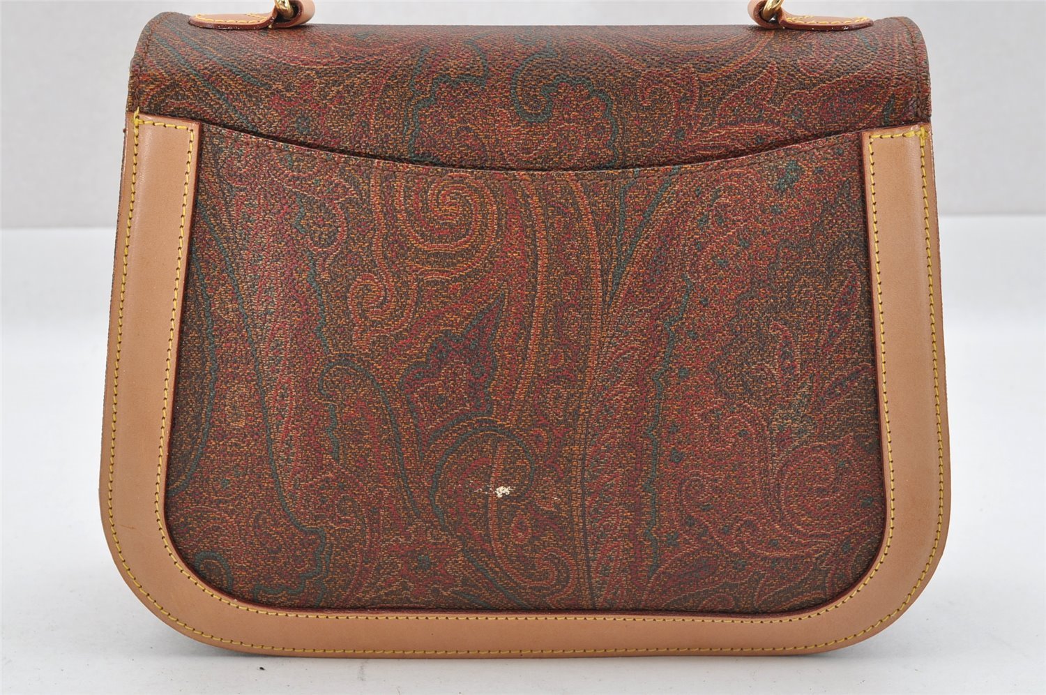 Authentic ETRO Paisley 2Way Shoulder Hand Bag PVC Leather Bordeaux Junk 3964I