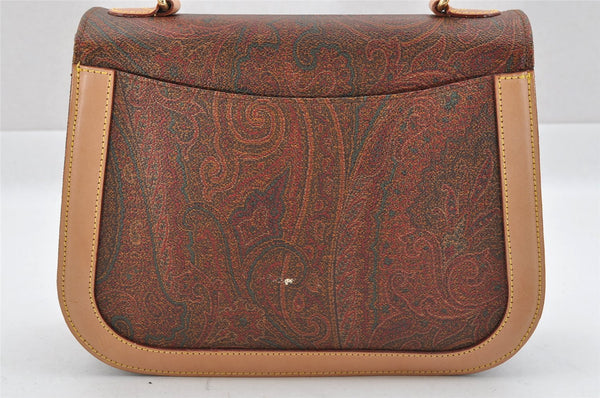 Authentic ETRO Paisley 2Way Shoulder Hand Bag PVC Leather Bordeaux Junk 3964I