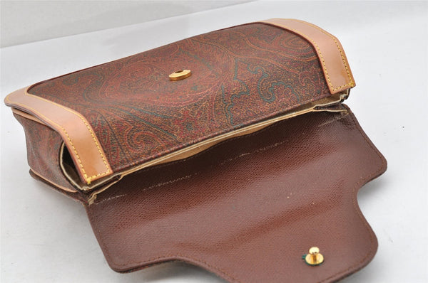 Authentic ETRO Paisley 2Way Shoulder Hand Bag PVC Leather Bordeaux Junk 3964I