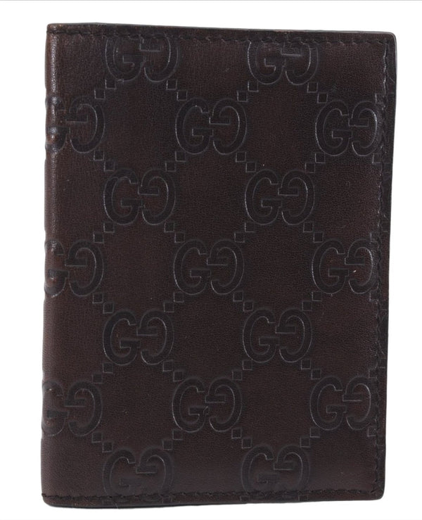 Authentic GUCCI Guccissima Card Case GG Leather 146230 Brown 3966E