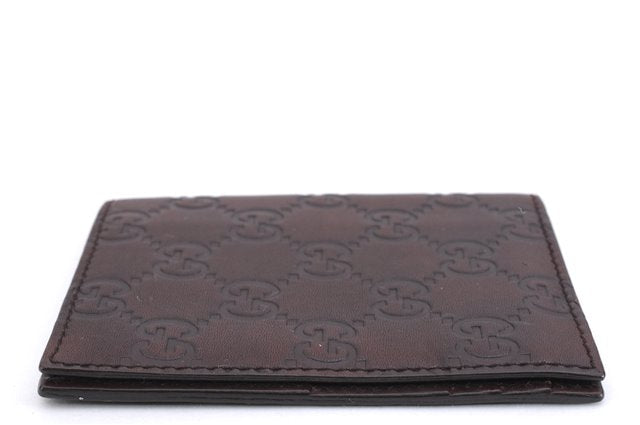 Authentic GUCCI Guccissima Card Case GG Leather 146230 Brown 3966E