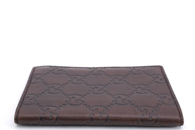 Authentic GUCCI Guccissima Card Case GG Leather 146230 Brown 3966E
