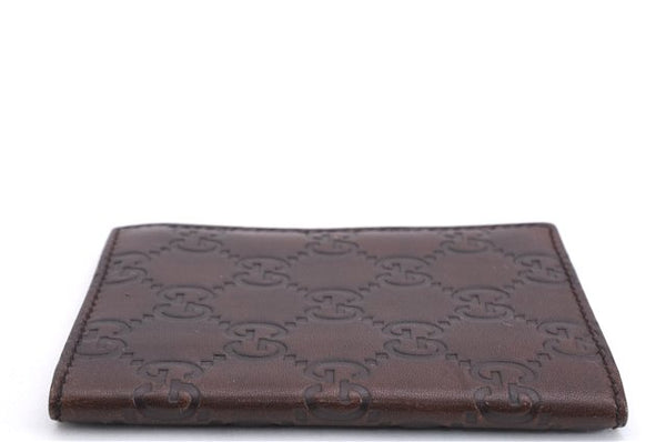 Authentic GUCCI Guccissima Card Case GG Leather 146230 Brown 3966E