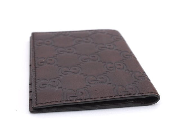 Authentic GUCCI Guccissima Card Case GG Leather 146230 Brown 3966E
