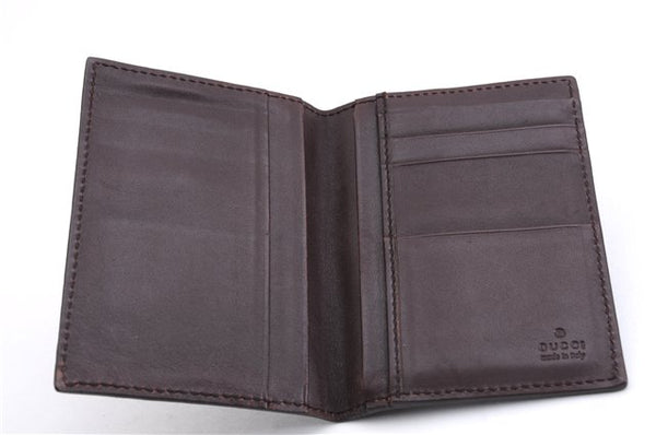 Authentic GUCCI Guccissima Card Case GG Leather 146230 Brown 3966E