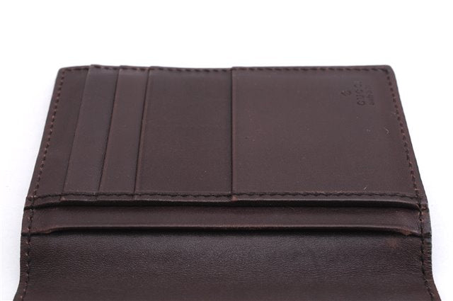 Authentic GUCCI Guccissima Card Case GG Leather 146230 Brown 3966E