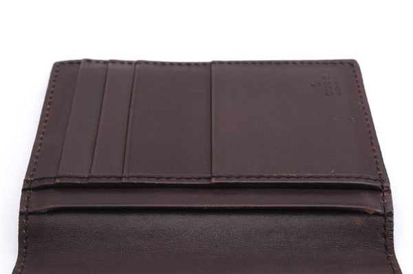 Authentic GUCCI Guccissima Card Case GG Leather 146230 Brown 3966E